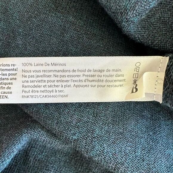 Eileen Fisher Crewneck Navy Green Blue Merino Wool Sweater  SZ SP #2292 - Picture 9 of 13